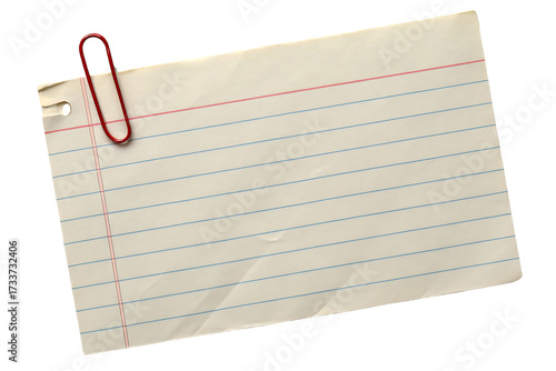 Blank Index Card with Red Paperclip Ready for Notes and Creative Ideas Perfect for Back to School