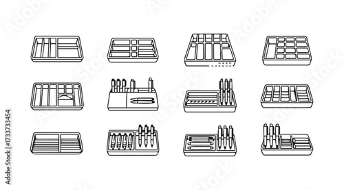 Vector art of drawer organizer set