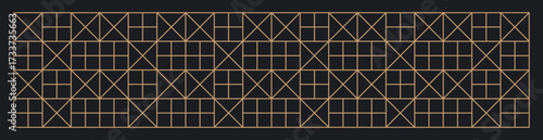 Seamless black and gold square triangle pattern.  Graphical illustration for a unique banners, wall decor, textiles and interior design.