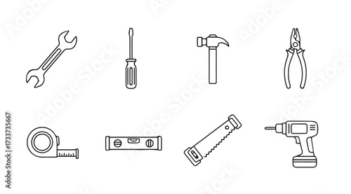 Vector art of tools isolated on white
