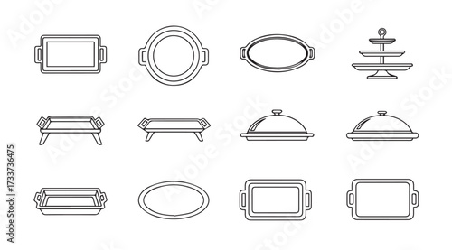 Vector art of set of serving trays