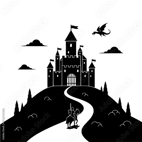 Fantasy Castle with Dragon Icon