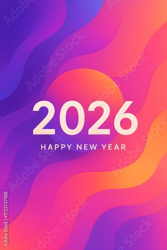 Abstract purple gradient blends into coral tones in a modern design for 2026 New Year branding, presentation templates, and social media posters.