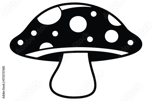 Cartoon Style Mushroom Silhouette