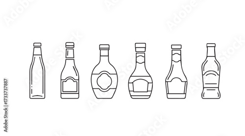 Vector art of set of sauce bottles