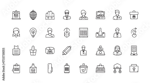 Vector art of business icons on white