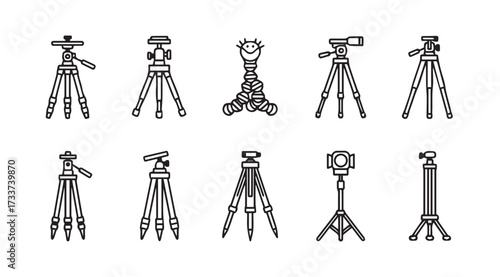 Vector art of tripod collection isolated