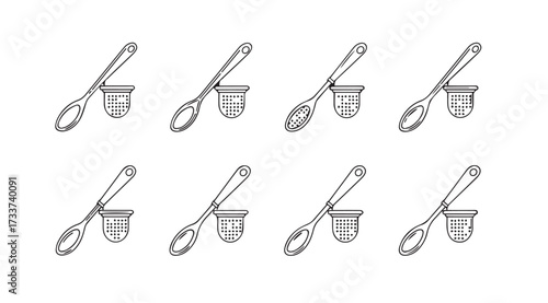 Vector art of tea strainer icons set
