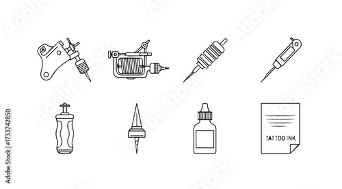 Vector art of tattoo equipment