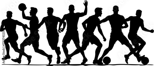 American Football Players Running in Action Silhouette  Bundle
