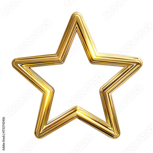 Gleaming Golden Star: A Symbol of Excellence and Achievement on a White Canvas