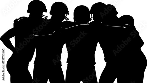 American Football Players Running in Action Silhouette  Bundle