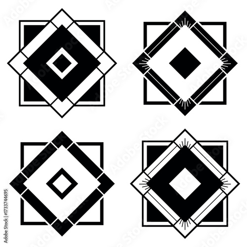 Floral thai art pattern vector, Geometric vector