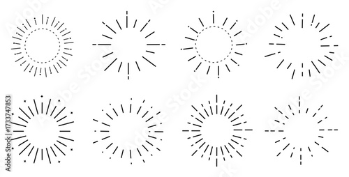 Starbrust hand drawn vector icon set 