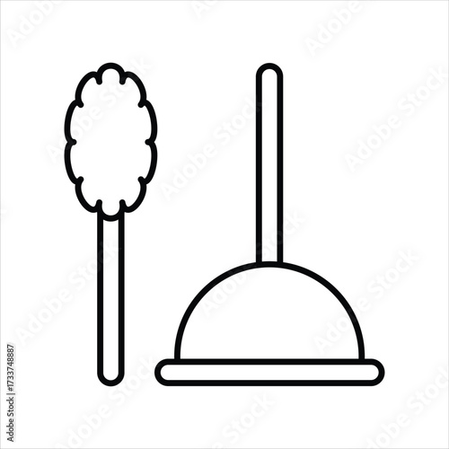 Toilet Brush and Plunger Set Icon Design Elements Illustration