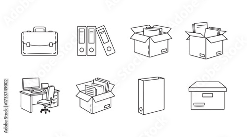 Vector art of office supplies icons set