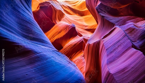Antelope Canyon In The Navajo Reservation Page Northern Arizona Famous Slot Canyon Rock Texture With Purple Magenta Blue And Orange Colors Rock Formation Game Of