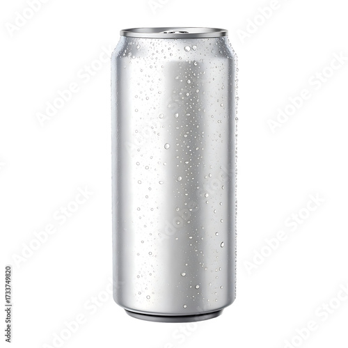 Aluminum can mockup with water droplets for beverage advertising and promotional materials background isolated on black