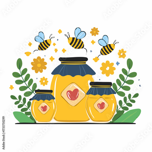honey jar love vector
