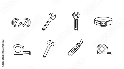 Vector art of tool set isolated