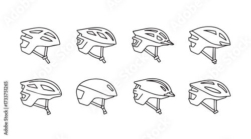 Vector art of bicycle helmet set
