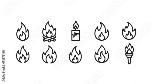 Vector art of fire set