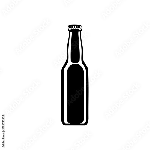 Tall glass beer bottle standing alone, perfect for beverage branding, bar menus, and craft brewery themes.
