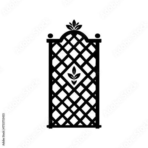Decorative garden trellis with lattice design and floral accents, symbolizing outdoor gardening and vertical plant growth.
