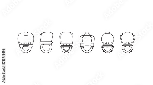 Vector art of set of chef hat icons