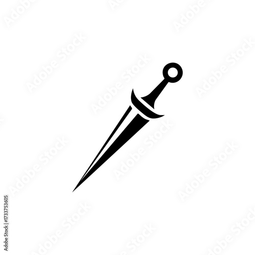 Simple black graphic of a letter opener tool, symbolizing office supplies and stationery.
