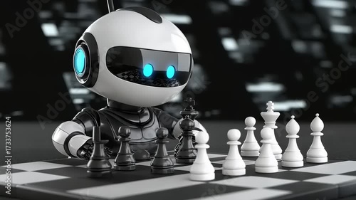 Futuristic Chess Match: Robot Strategist Engaged in a Game of Wits and Strategy