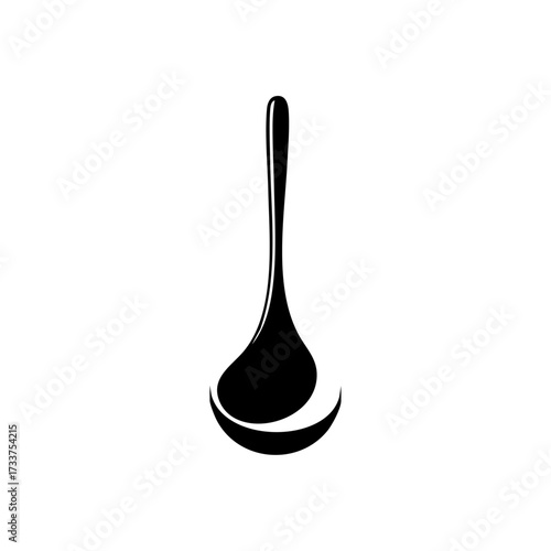 Kitchen soup ladle with a deep bowl and long handle for serving soups, stews, or broths.
