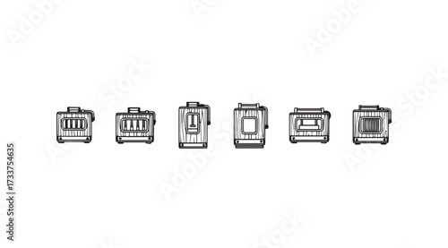 Vector art of wooden cage set