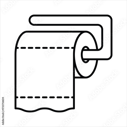 Toilet Paper Roll on Holder Icon Design Elements Illustration