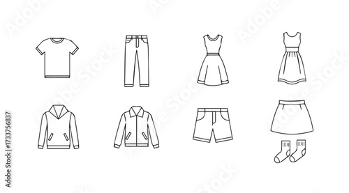 Vector art of clothing icon set