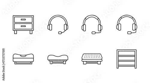 Vector art of furniture icons on white