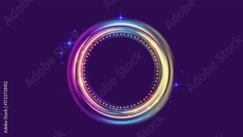 Magic gold circle hologram portal effect