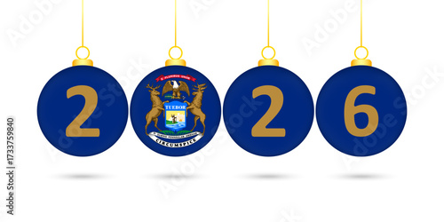 Michigan State Flag Christmas Balls 2026 Decoration.