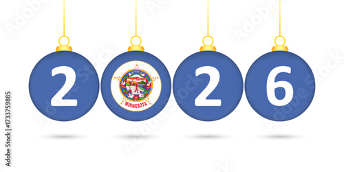 Minnesota State Flag Christmas Balls 2026 Decoration.