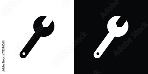 Wrench icon illustration element design. black glyph icons