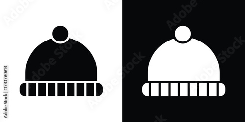 Winter hat icon illustration element design. black glyph icons