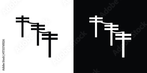 Utility pole icon illustration element design. black glyph icons