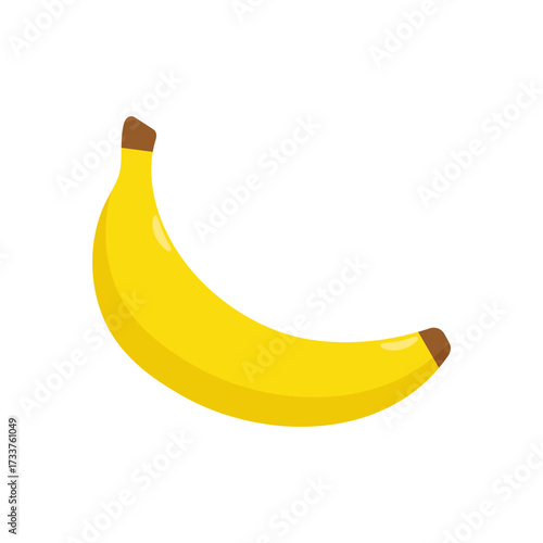 A single, ripe yellow banana fruit, isolated on a plain white background, symbolizing healthy eating and natural goodness