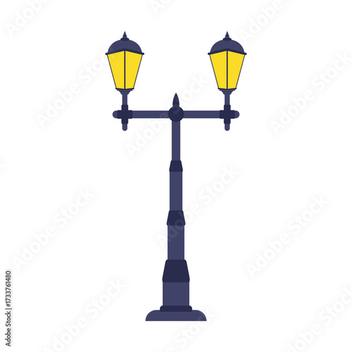 Illuminated Pathways Classic Street Lights Guiding the Way in Vector Illustration