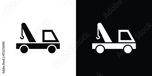 Tow truck icon illustration element design. black glyph icons