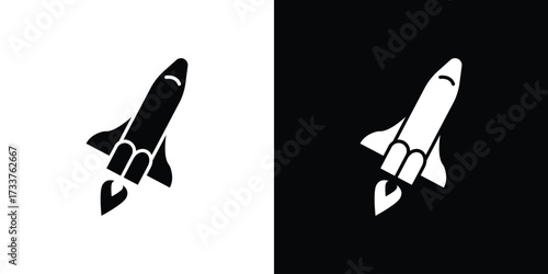 Space shuttle icon illustration element design. black glyph icons