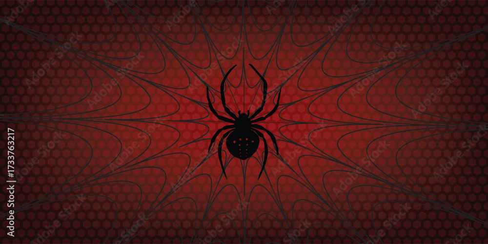 Obraz premium Spider web. Cobweb on Red background. Vector illustration