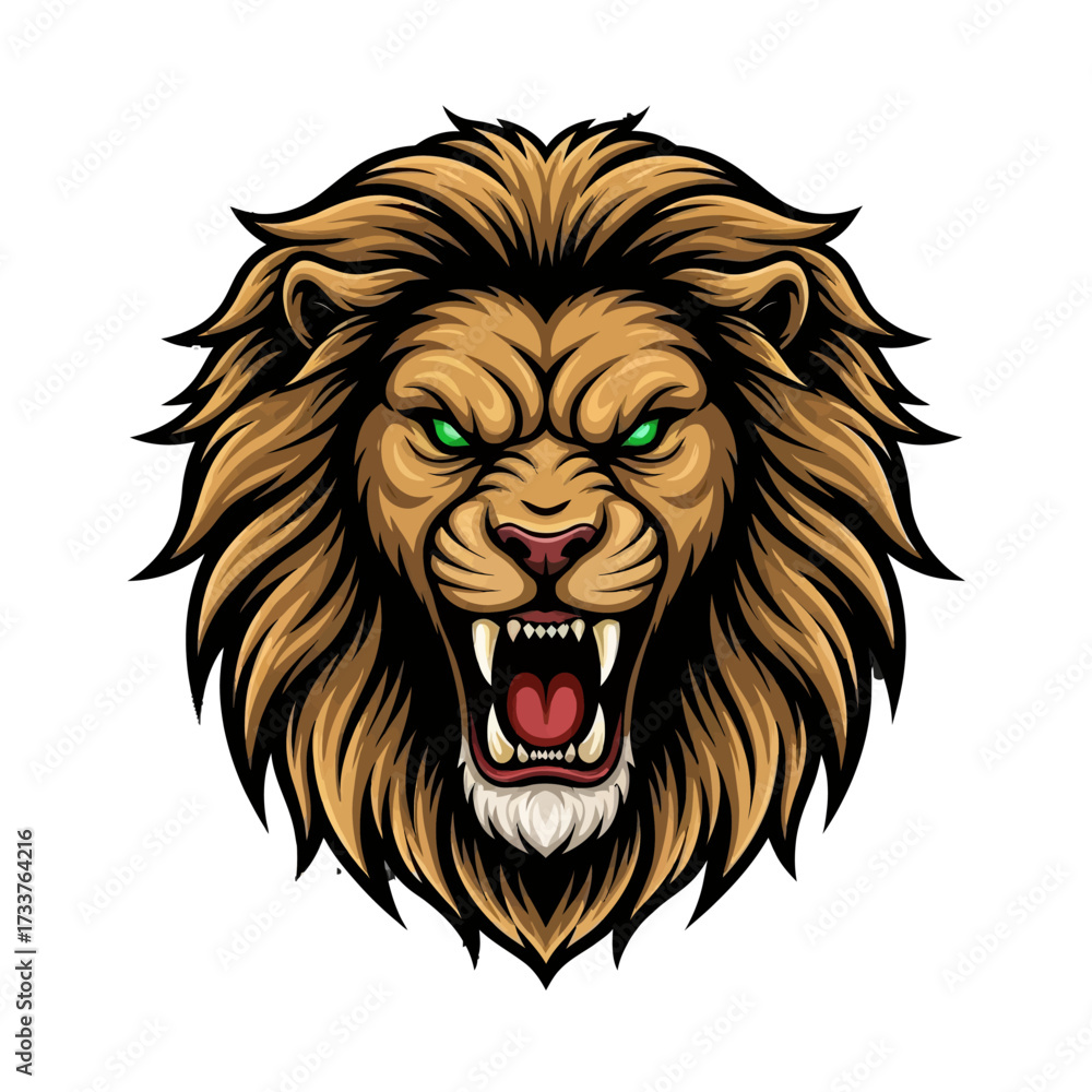 Obraz premium Angry Lion Head Mascot Vector – King of Beasts Logo Design