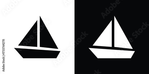Sailboat icon illustration element design. black glyph icons