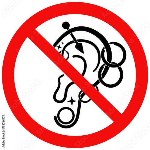No Ear piercing sign. Flat vector illustration design isolated on white background.